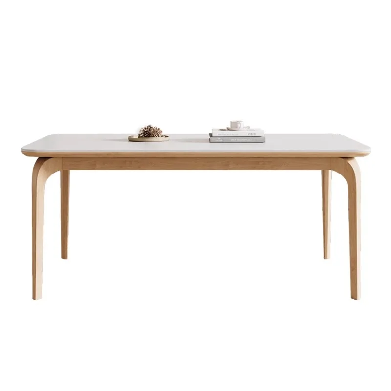 

Modern, simple, log, pure white, rock slab, dining table, Nordic style, home, small apartment