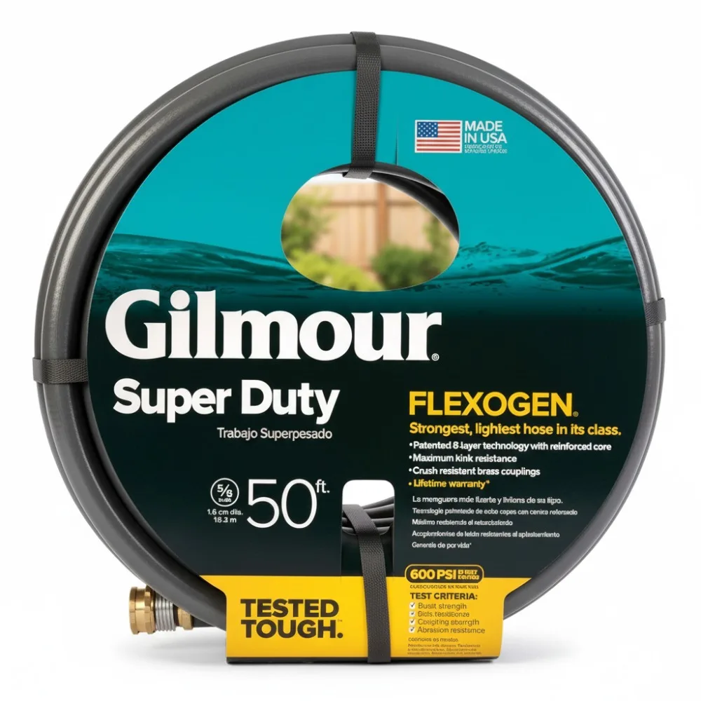 

50ft Heavy Duty Garden Hose, Flexible Kink Resistant Water Hose for Outdoor Gardening and Lawn Care