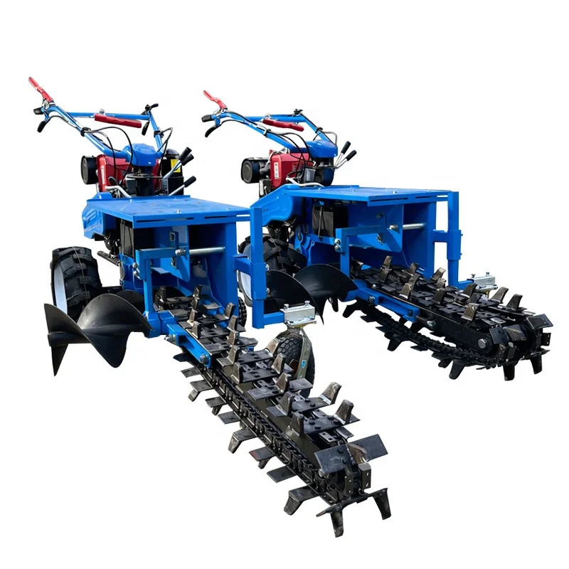 Mini Chain Trencher Machine, Portable Handheld Walk Behind Digger for Cable Burying Irrigation Farm Garden Construction Use