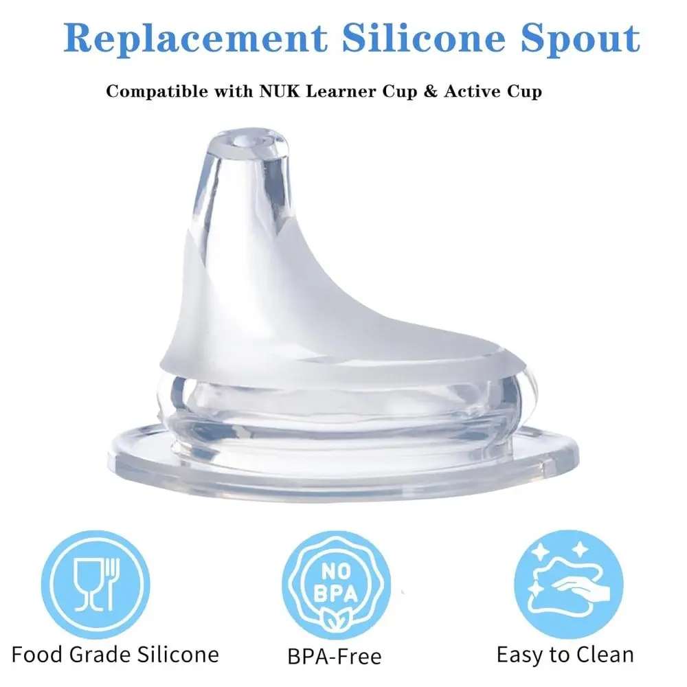 4 Packs Food Grade Silicone Learner Cup Spout Leak-Proof Design BPA-Free Feeding Mouthpiece for NUK Learner Cup & Active Cup