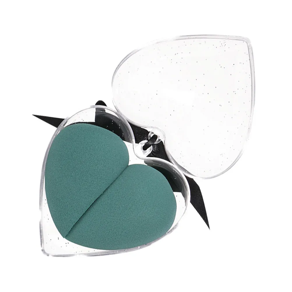 2Pcs Heart Shape Foundation Blending Sponge Set Soft Bouncy Egg for Cream Concealer Isolation Powder Wet Dry