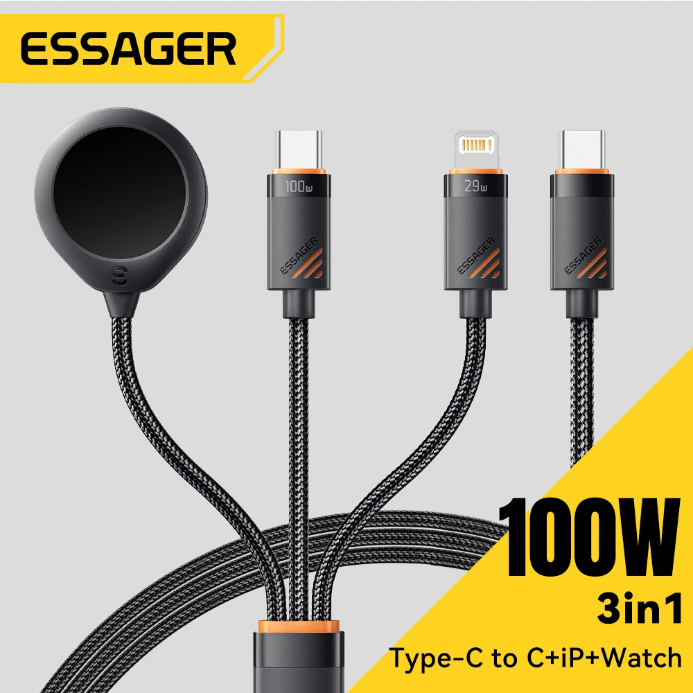 E3-in-1 USB-C Charging Cable for iPhone, iPad, Apple Watch & Earphones 1