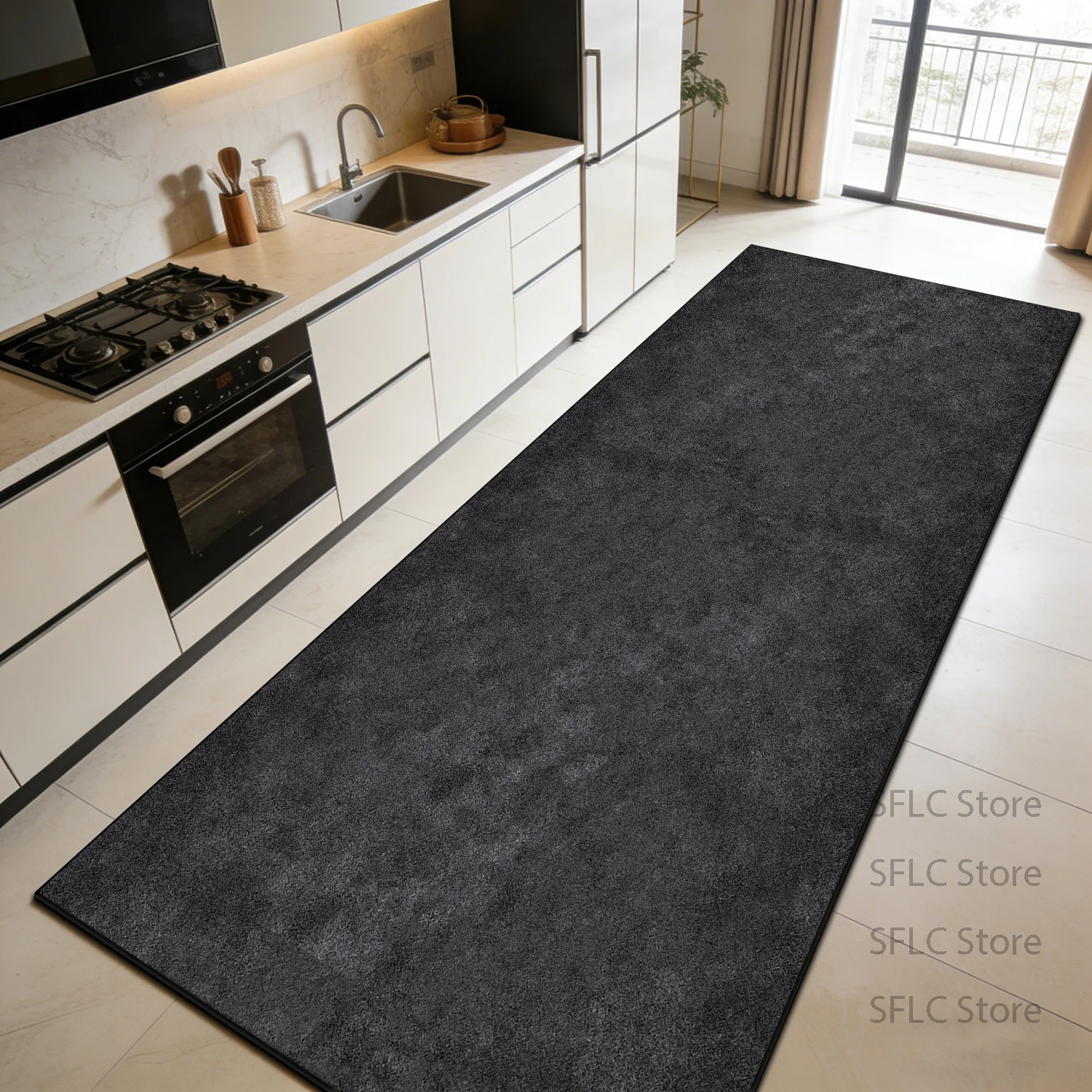 Solid Color Minimalism Washable Kitchen Long Rug Home Decoration Antiskid Long Runner Carpet Foldable Lint-free Corridor Mats