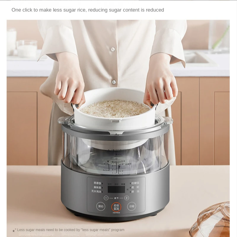 ไอน้ำหม้อหุงข้าวแก้วครัวเรือนอัจฉริยะ Multi-Function Kitchen Appliance