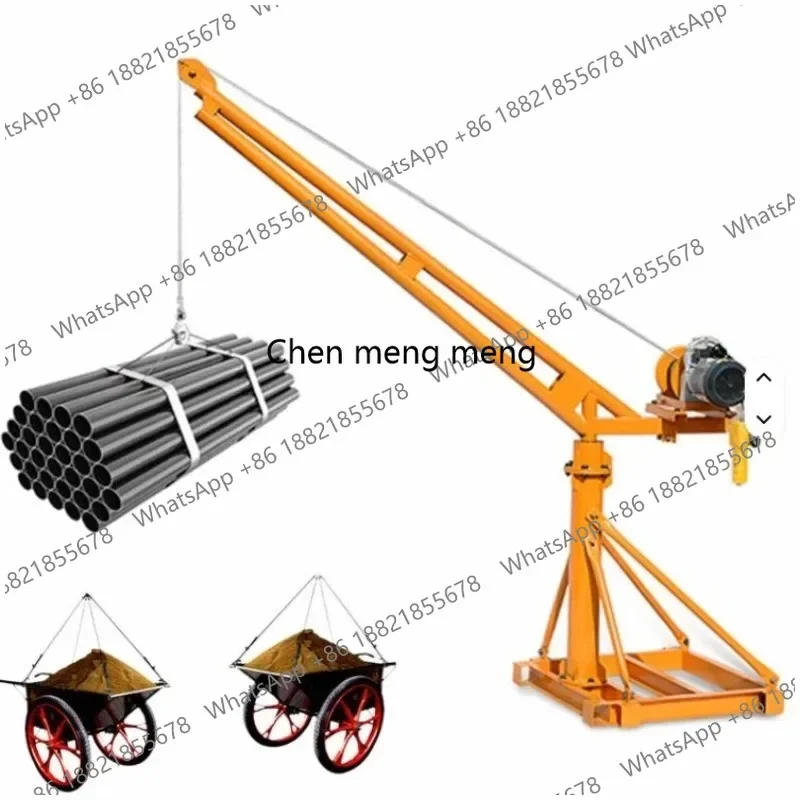 A55 Mobile Construction Crane 12M-60M 300kg-1 Ton Mini Crawler Crane  Portable Dolly Crane for Building Lifting  360° Rotation
