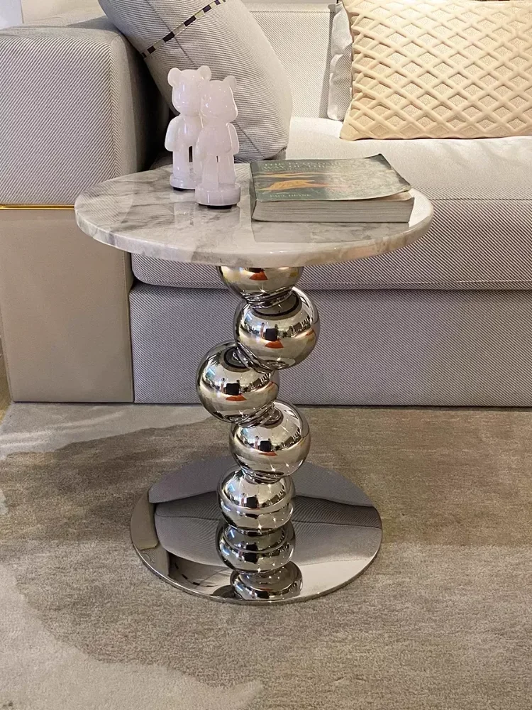 Simple High-end Round Coffee Table Nordic Style Natural Marble Sofa Side Table Designer Light Luxury Living Room Table