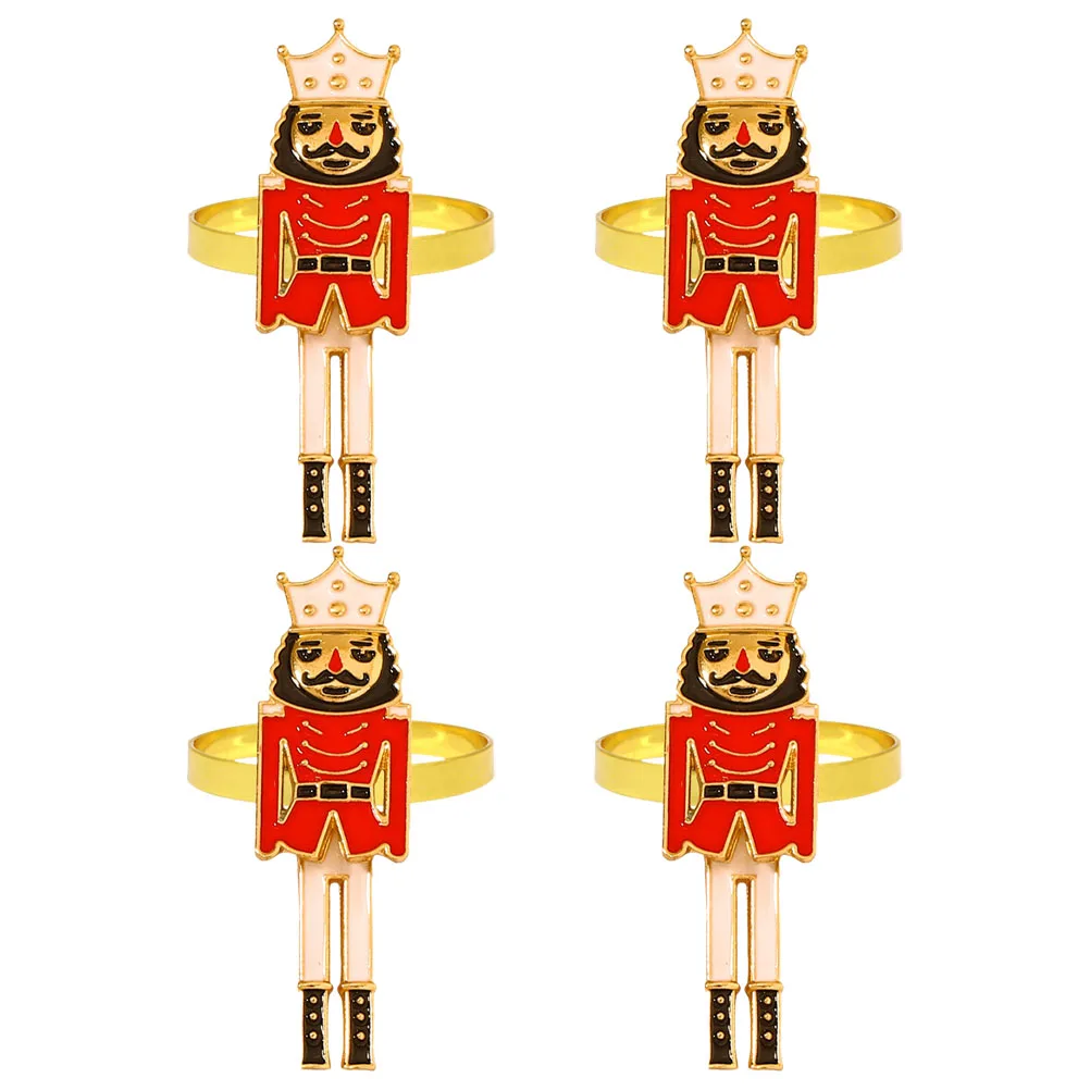 

4pcs Metal Child Nutcracker Blue Party Banquet Nutcracker Napkin Rings Napkin Rings Christmas Home Restaurant Table Adornments