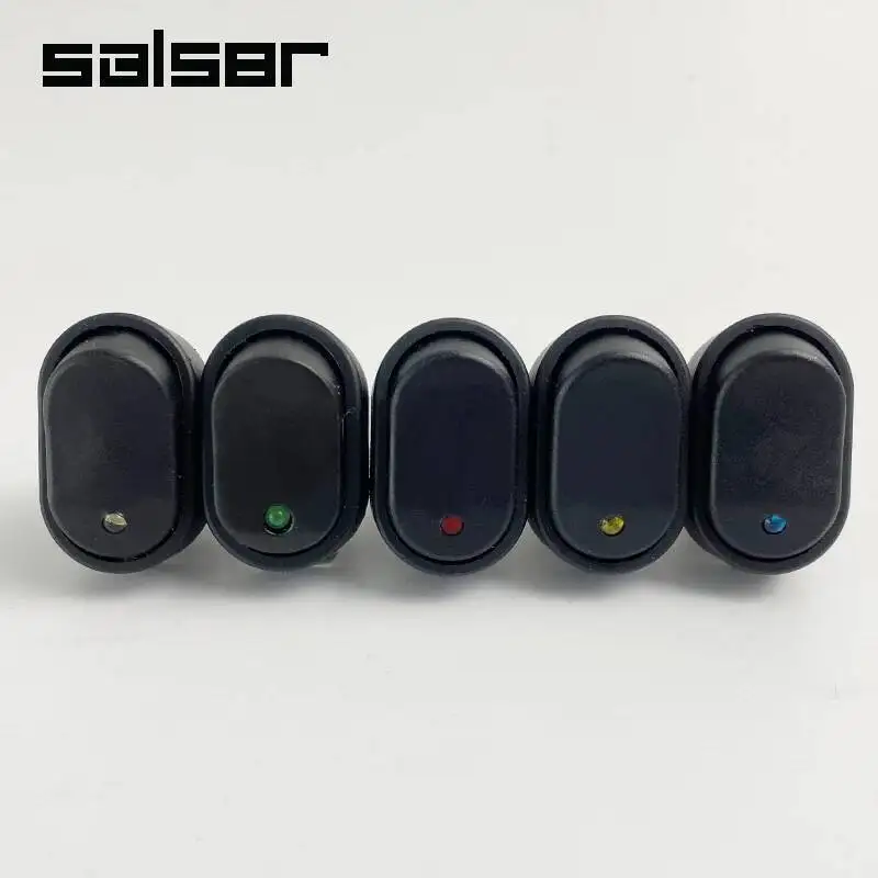 ASW-20D 30A 12VDC Car Boat Auto Push Button On Off With Dot LED Light Illuminated Red Green Blue Yellow Rocker Switch