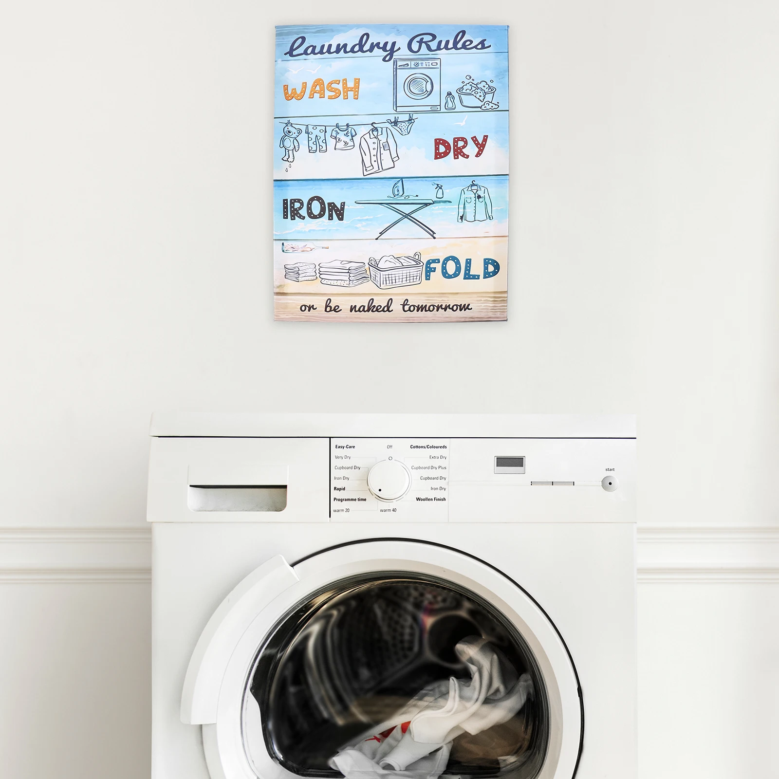

Laundry Room Wall Art Decorative Canvas Paintings Rules Prints for Office Bathroom Living Room Home Decoration
