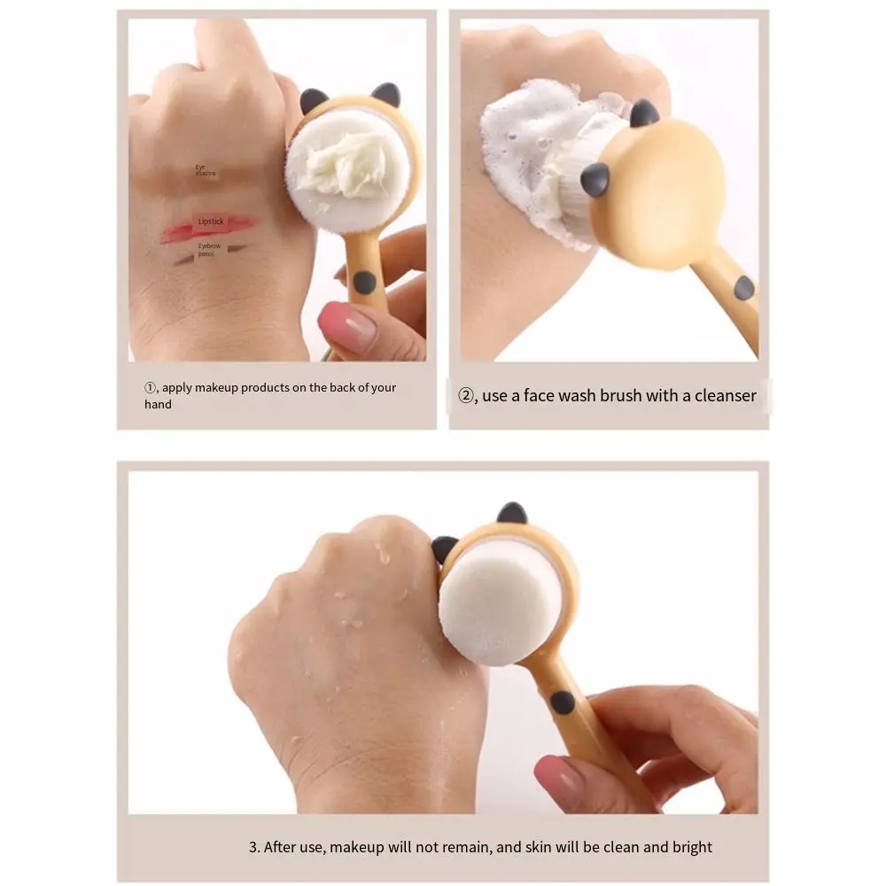 Brosse de nettoyage en profondeur à long manche pour le visage, outil de soins de la peau, expansive pour le corps, accessoires de bain doux pour chat, mignon