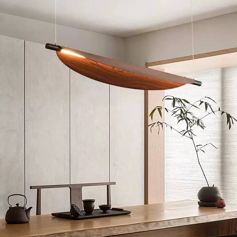 

Wabi Sabi Retro Iron Pendant LampTable Japanese Homestay Hotel Cafe Creative Leaf Wood Grain Chandelier Bedroom Study Wall Light