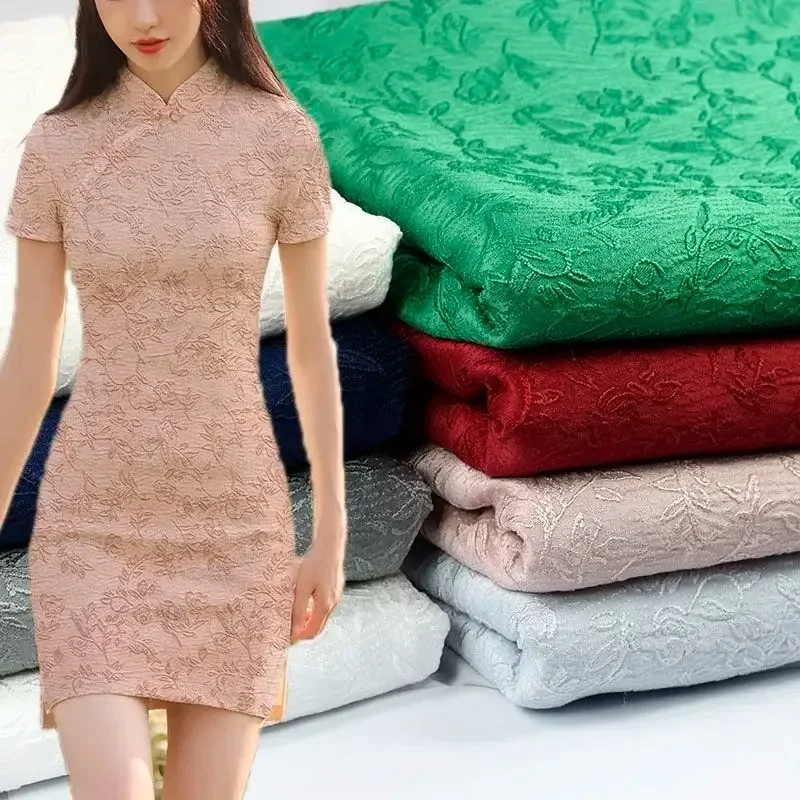 

Relief Jacquard Textured Fabric Three-dimensional Effect Slightly Elastic for DIY Cheongsam Wedding Dres