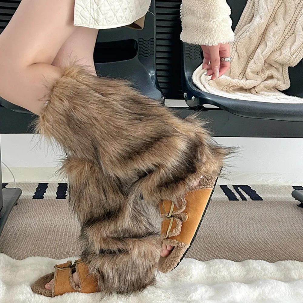 

Fashion Y2k Imitation Fur Leg Warmers JK Spicy Girl Winter Leg Covers Thick Footcover Long Stockings Fall Winter