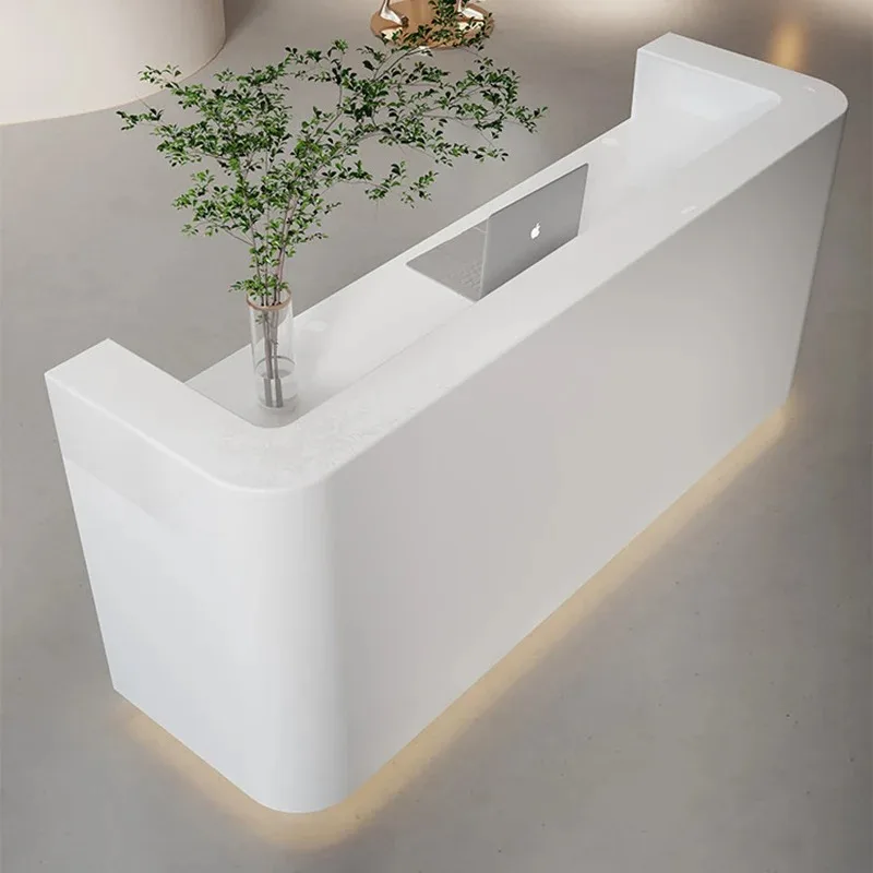 ^White Display Reception Desks Simple Design Minimalist Modern Reception Desks Nail Hotel Comptoire Accueil Commercial Furniture