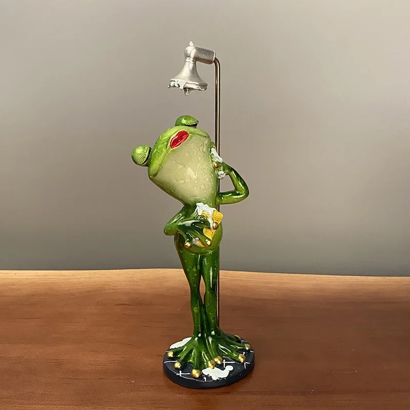 Resin 1 Pcs Couple Running Bath Frog Figurines For Creative Decorative Accessories Nordic Modern Statue And Sculpture