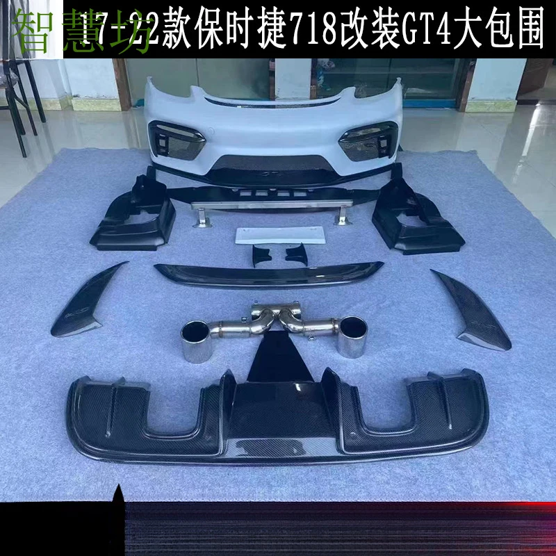 

Suitable For Porsche 718 Cayman Boxster Modified With GT4 Body Kit, Semi-Carbon Front Bumper, Rear Spoiler, And Tail Wing