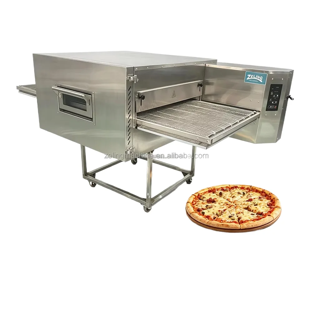 New Commercial Electric Conveyor Pizza Oven 32 Inch Automatic Chain Tunnel Baking Machine SUS304 Stainless Steel Digital Control