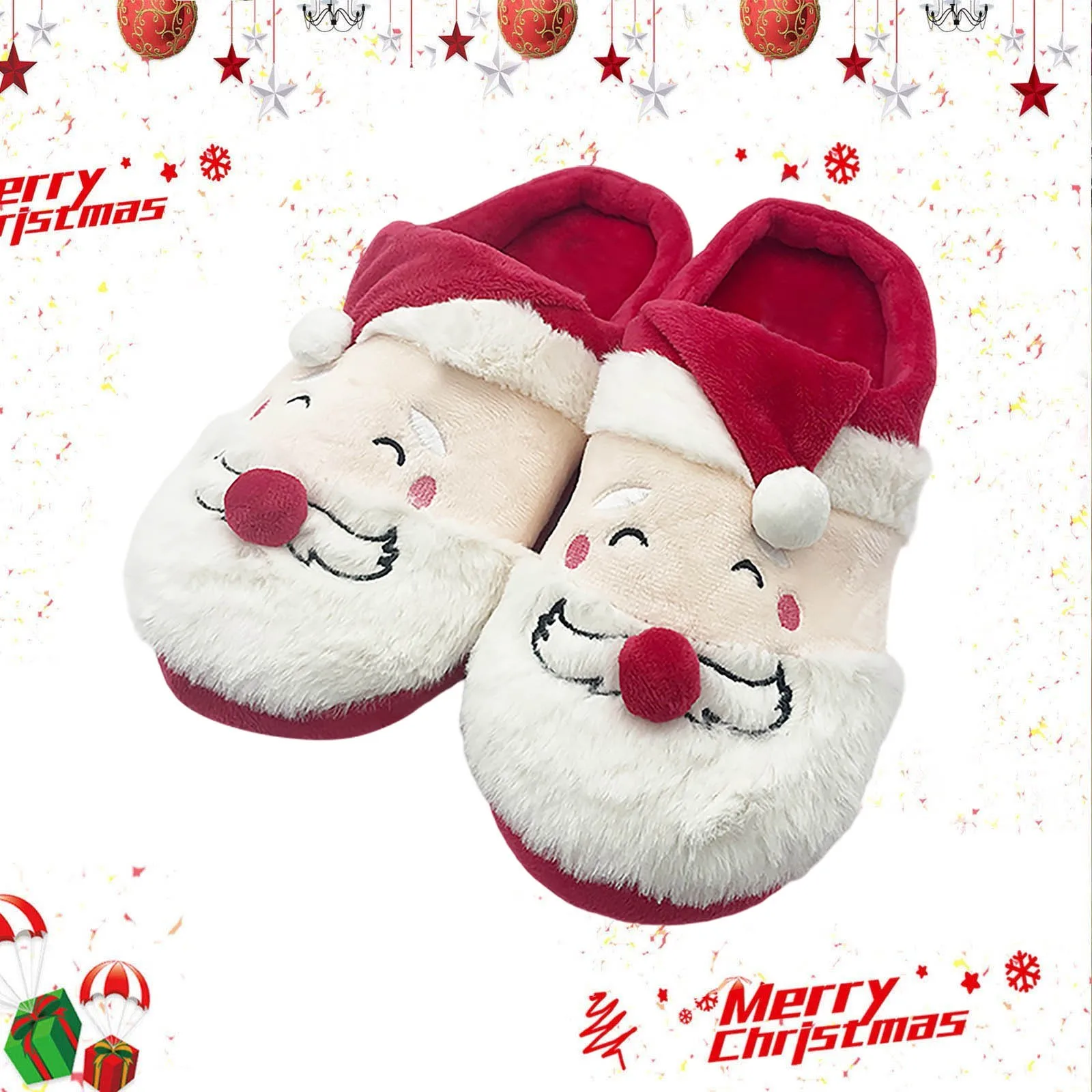 Couples Highland Cow Christmas Santa Claus Slippers Xmas Warm Shoes Toys Indoor Warm Snowman Cotton Slippers Men Women Gifts