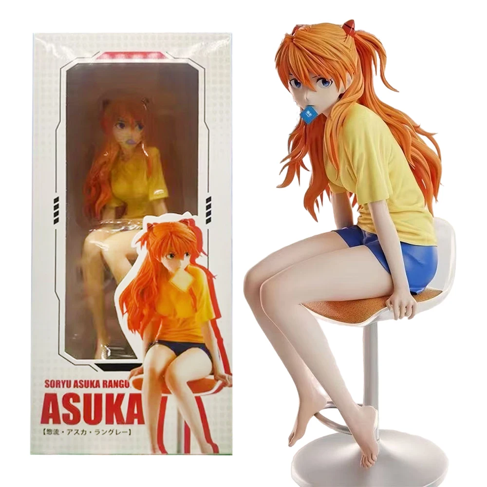 BANDAI 23CM EVA Anime Figur Asuka Langley Soryu Bread Modell Spielzeug Geschenk Sammlung PVC Evangelion Actionfigur Puppe