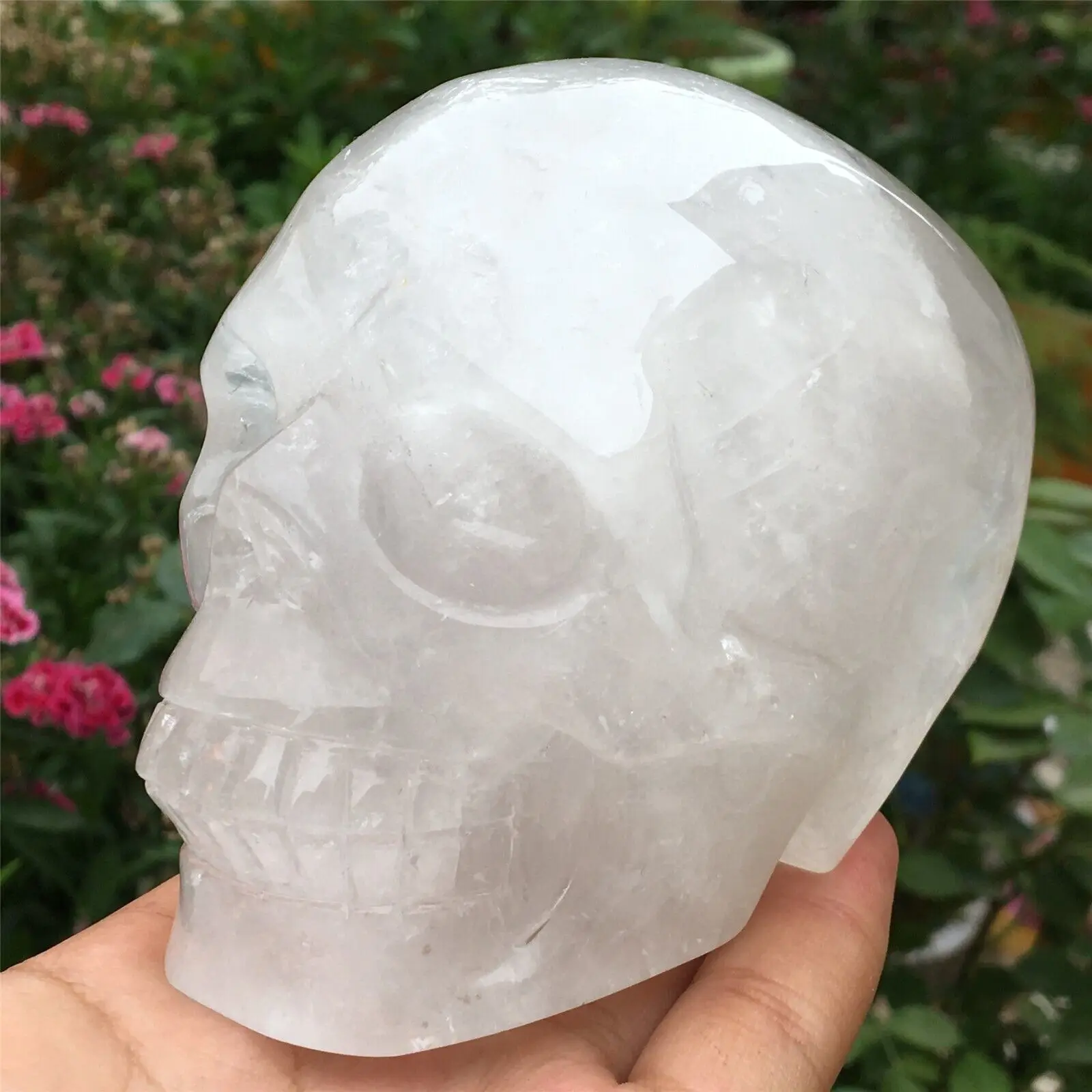 

Natural Hand carved Quartz Skull, Crystal Skull Figurines, Reiki Healing