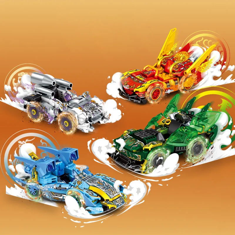 Technical Speed Champion Building Block Vehicle Water ICE Fire Wood Rally Sport Car Model Element Painting Racing Brick Toy