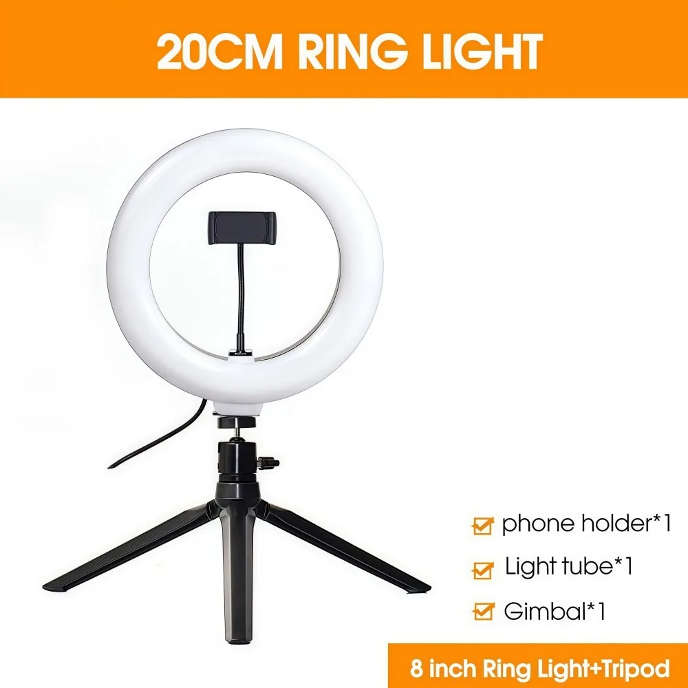

New 26CM 10" LED Shooting Light Ring Dimmable with Tripod Stand Phone Fill Light Durable Portable Photography Lights For Selfies