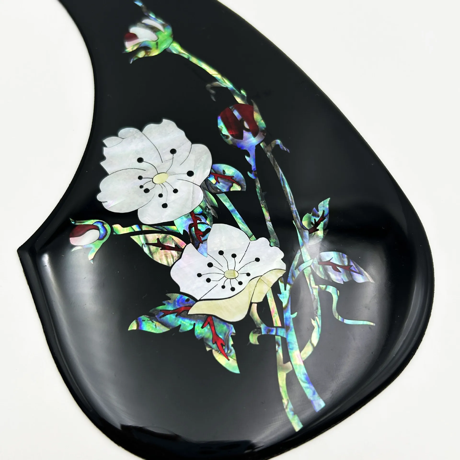 Acoustic Guitar Pickguard 41 Inch Folk Guitar Thick Inlaid Real Shell Flower Pattern Guard Elastic Soft Gel  Adhesive Backing