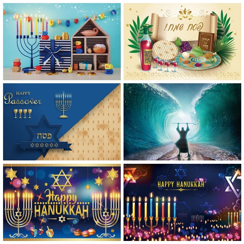 

Judaism Happy Hanukkah Backdrop Jewish Jesus Passover Candlestick Party Decor Photographic Background Photography Photo Studio