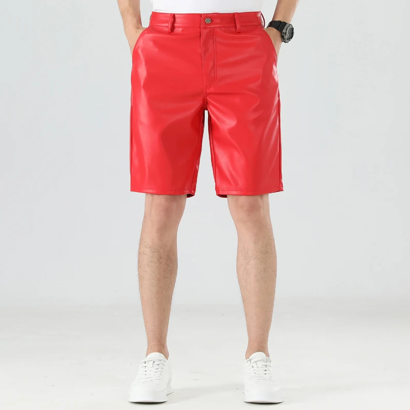 

Men's Leather Shorts Fashion PU Leather Shorts Knee Length