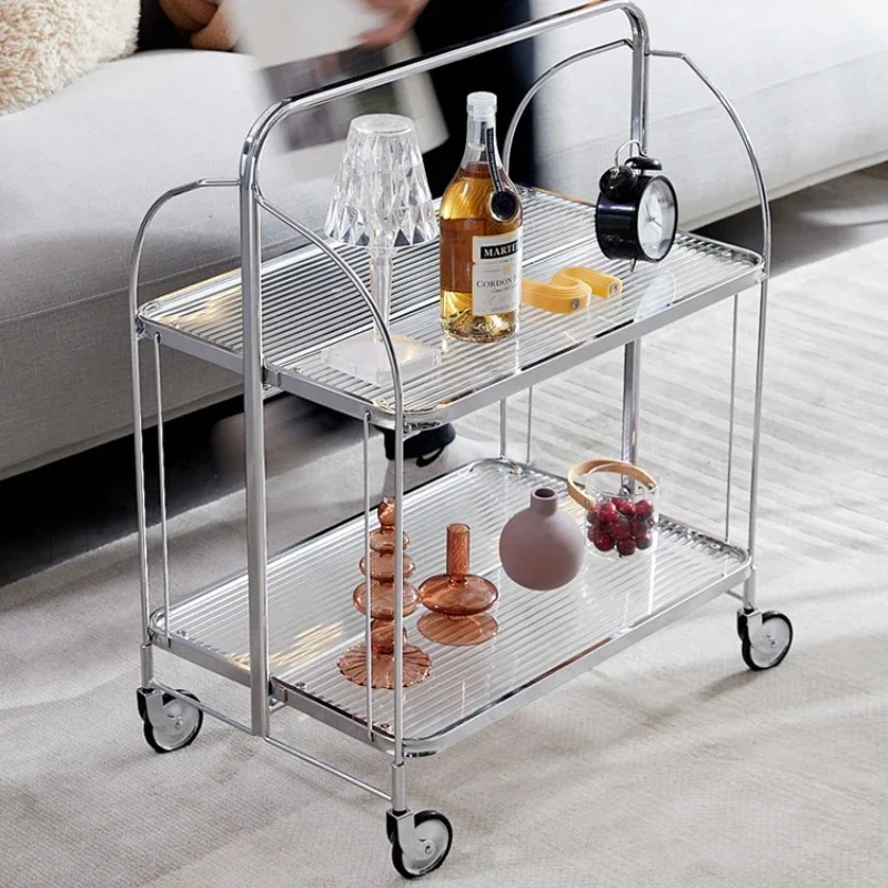 

Foldable A Living Room Salon Trolley Move Storage Rack Glass Salon Trolley Several Light Luxury Carrito Salon Furniture