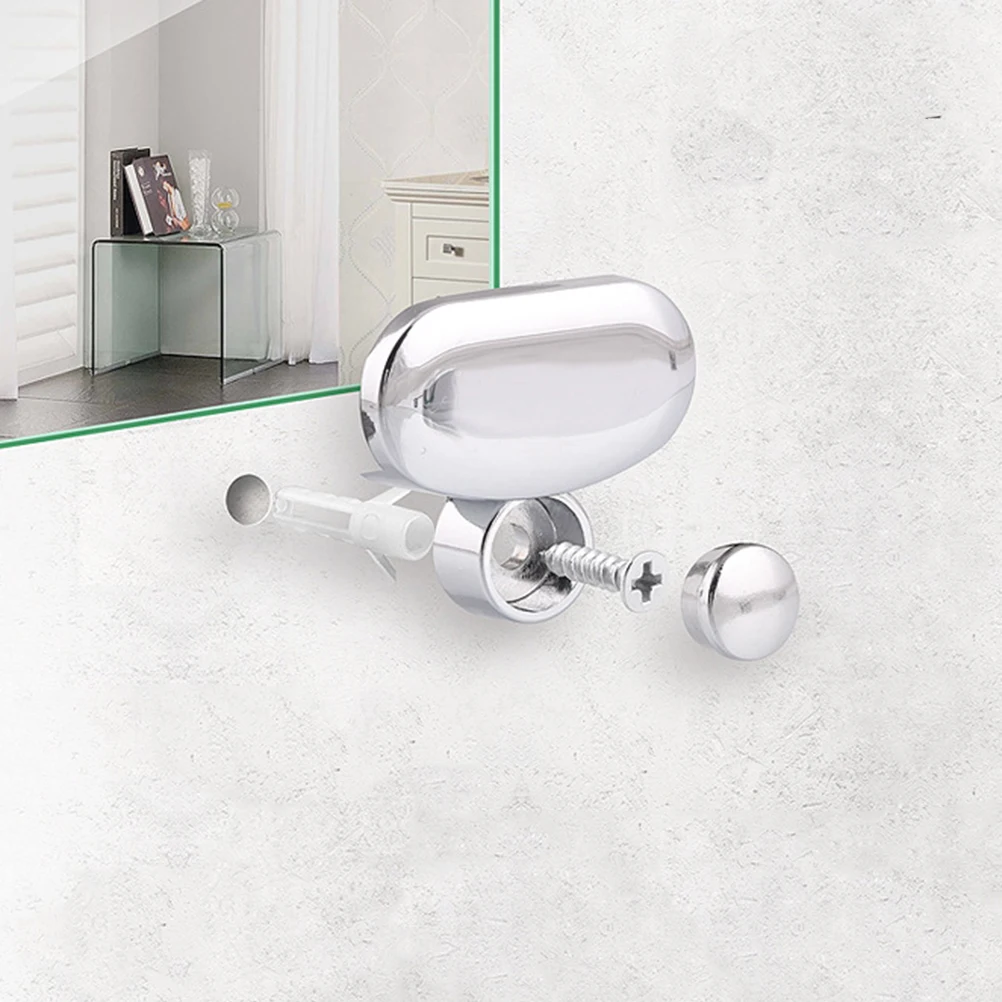 

4Pcs Bathroom Mirror Holder Clips Zinc Alloy Rubber Material Elegant Design Easy Install Anti-Skid Plate Washroom Dressing Table