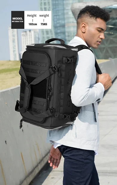 ozuko Travel backpack Men\'s Sports Fitness Dry and Wet Separation Travel Bag Short Business Trip Weekend Camping Backpack