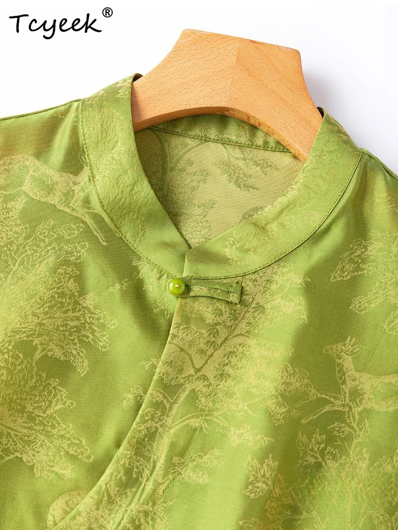 Tcyeek 100% Real Mulberry Silk Woman Tops 2026 Summer Chinese-style Exquisite Loose Layered Tank Top Woman Clothing Ropa Mujer