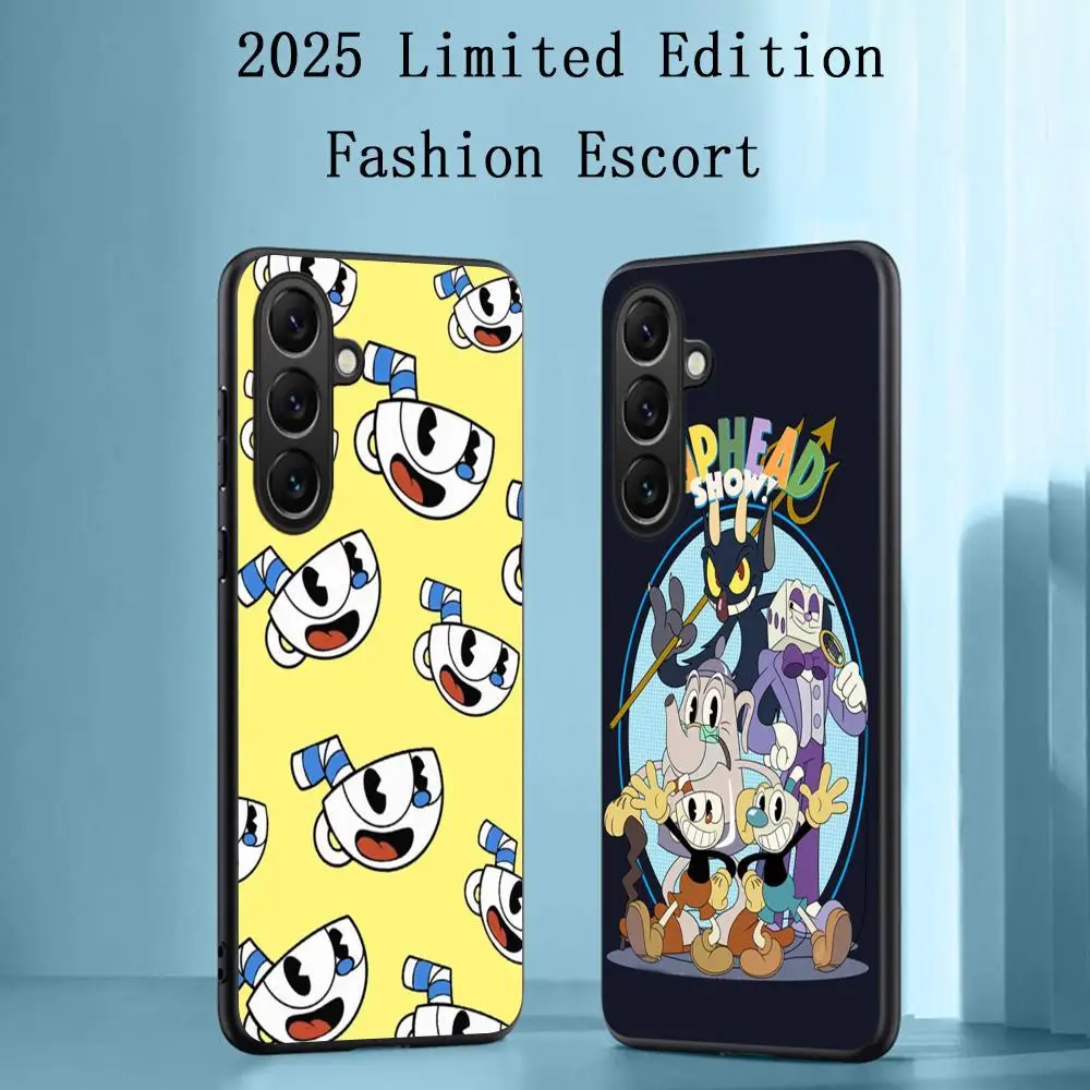 Cuphead cute cartoon design Phone Case For Samsung Galaxy S26 S25 S24 S23 S22 S21 Plus Ultra Note20 Soft Black