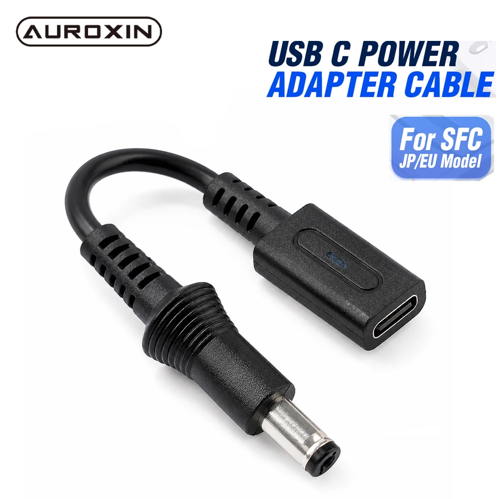 Cabo de Alimentação PD 9V USB C para DC 5.5x2.1mm com Conector Negativo Central para Consoles de Jogos Retrô Famicom SFC MD1 Genesis1 PCEngine US NES