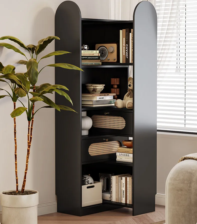 YJQ Corner Shelf Floor Triangle Corner Premium Rattan Restaurant Corner Cabinet