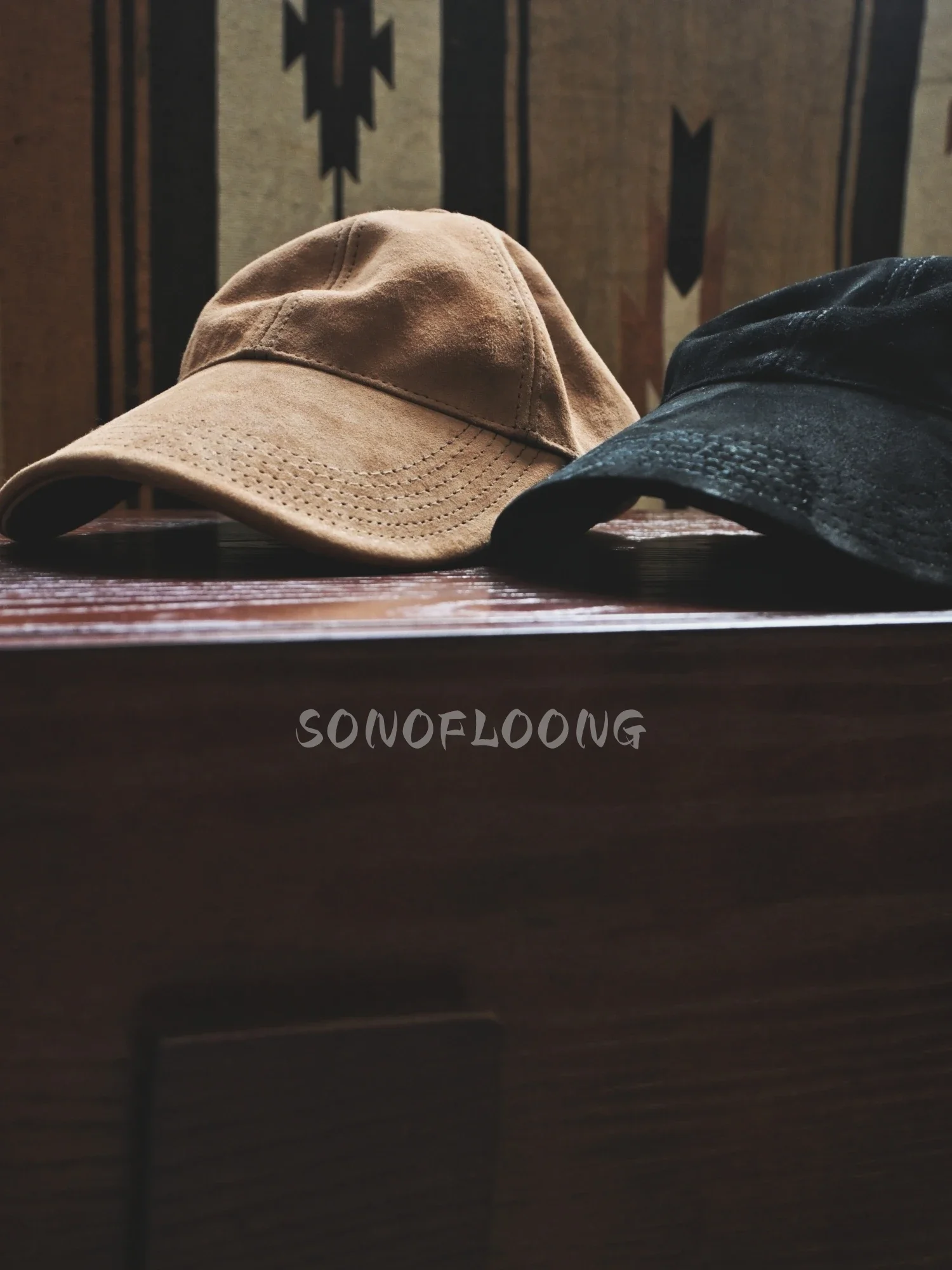 Retro leather cap wide brim top layer sheepskin old money wind baseball cap