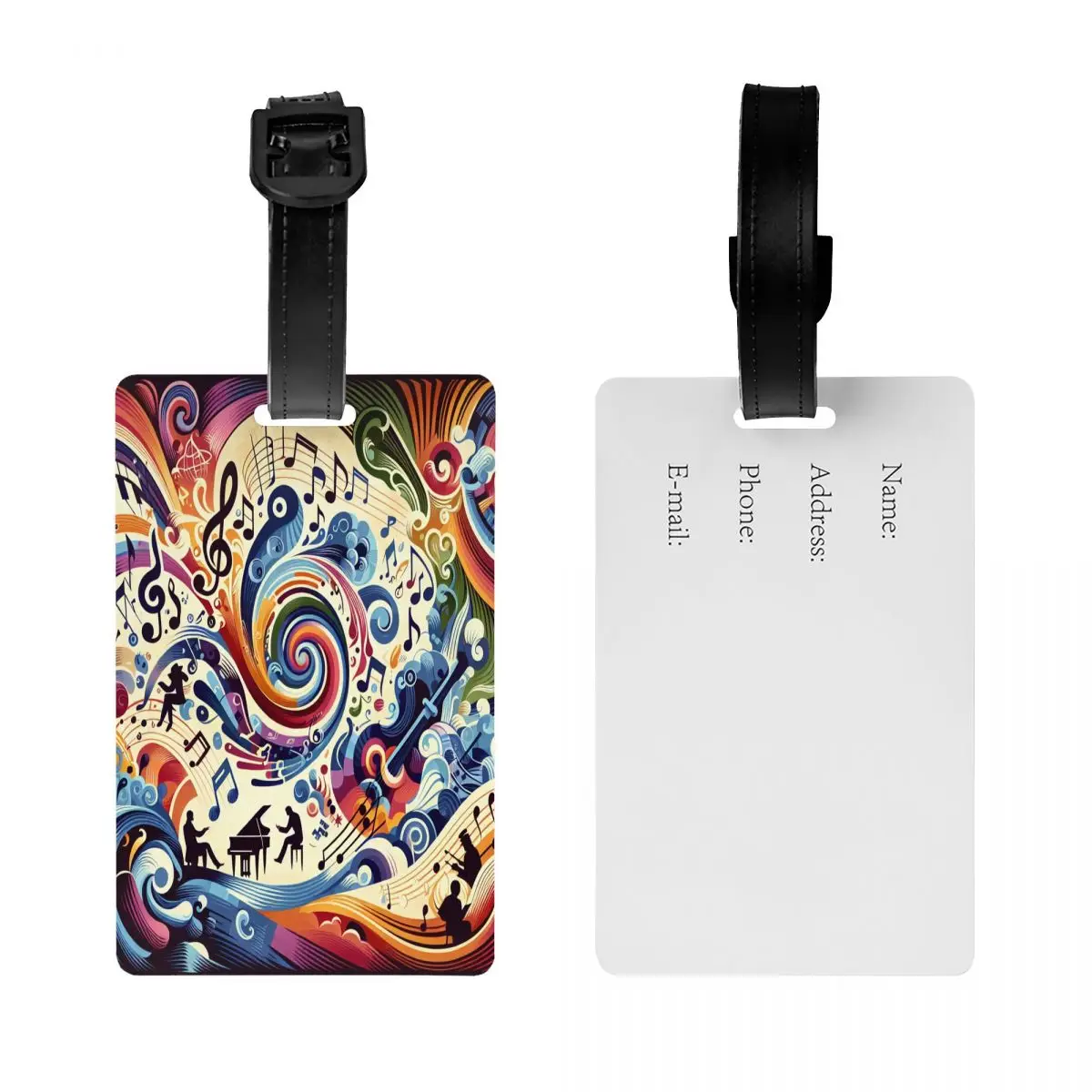 Colorful Music Musical Notes Luggage Tags for Suitcases Privacy Cover ID Label