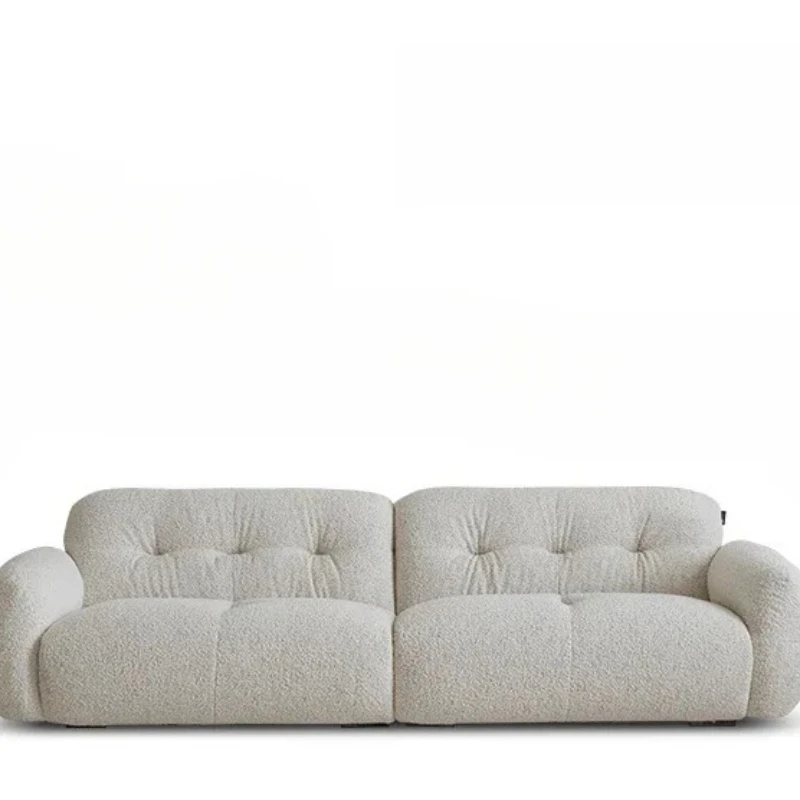 

Cloud sofa light French cream style modern simple living room snowflake velvet retro fabric sofa