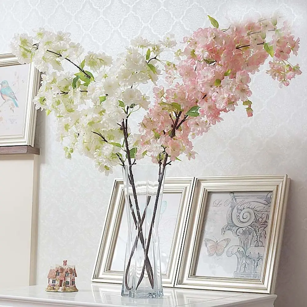 

Bouquet 4 Branches Silk Table Cherry Blossom Home Decoration Artificial Sakura Fake Flower