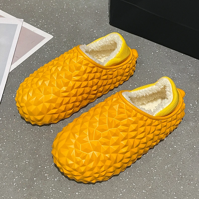 Men's Shoes Mens Eva Cotton Slippers Durian Fluffy Shoe Casual Cute Soft Comfortable Outdoor Waterproof Fashion Mans Footwear