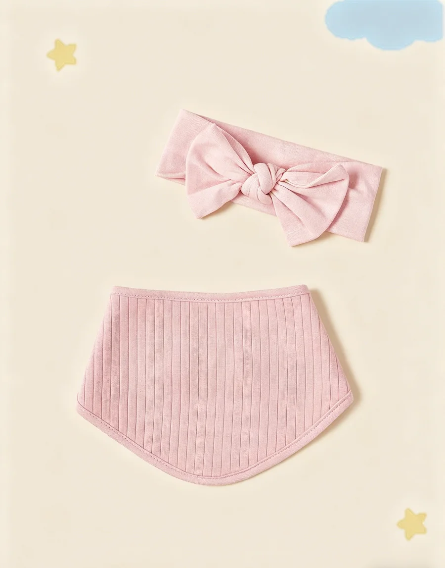 1pc  Hair Band & 1pc  Baby Solid Bib