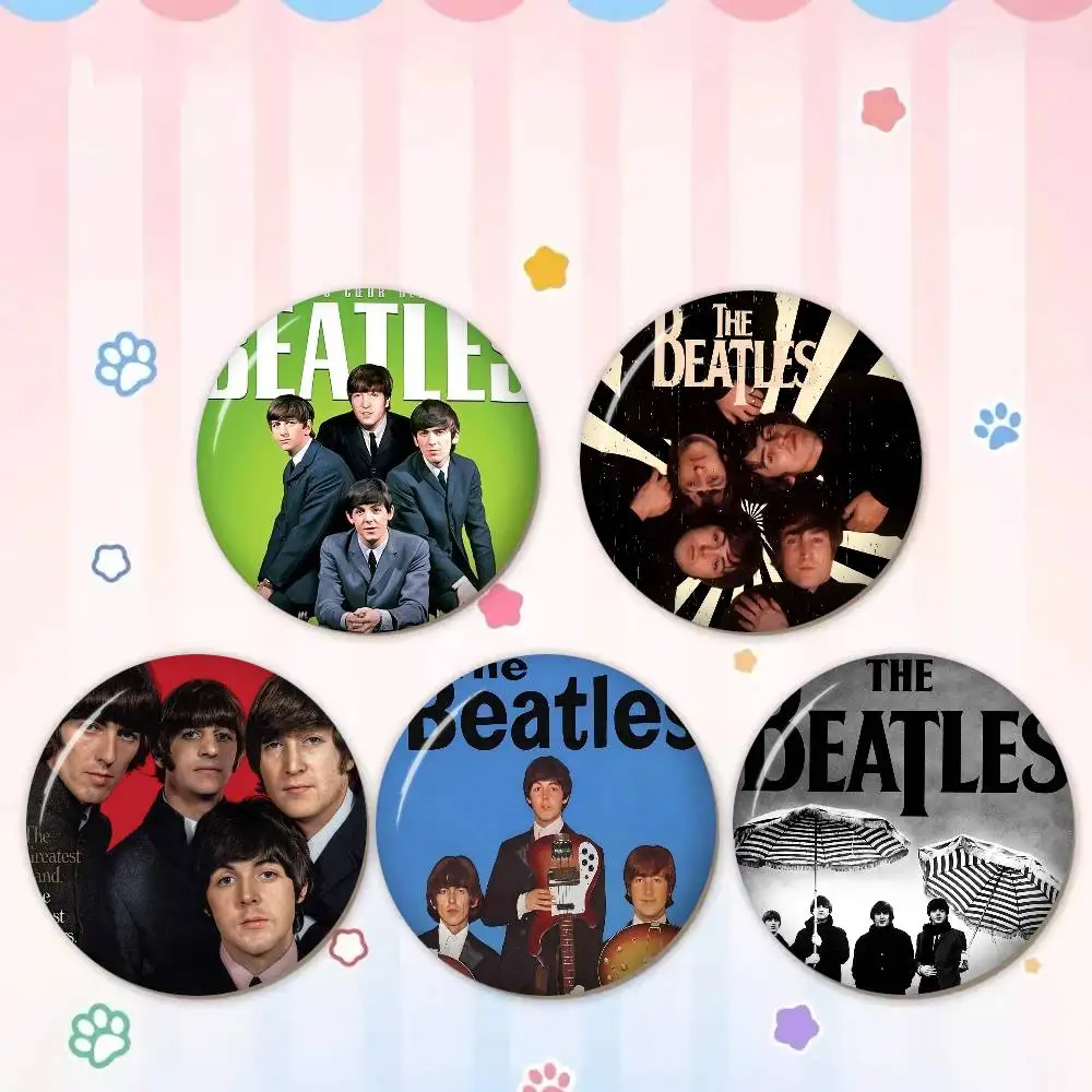 Band The B-Beatles Round Button Pins Slogan Creative Brooches Backpack Clothes Decoration Fashion Cartoon Jewelry Gifts