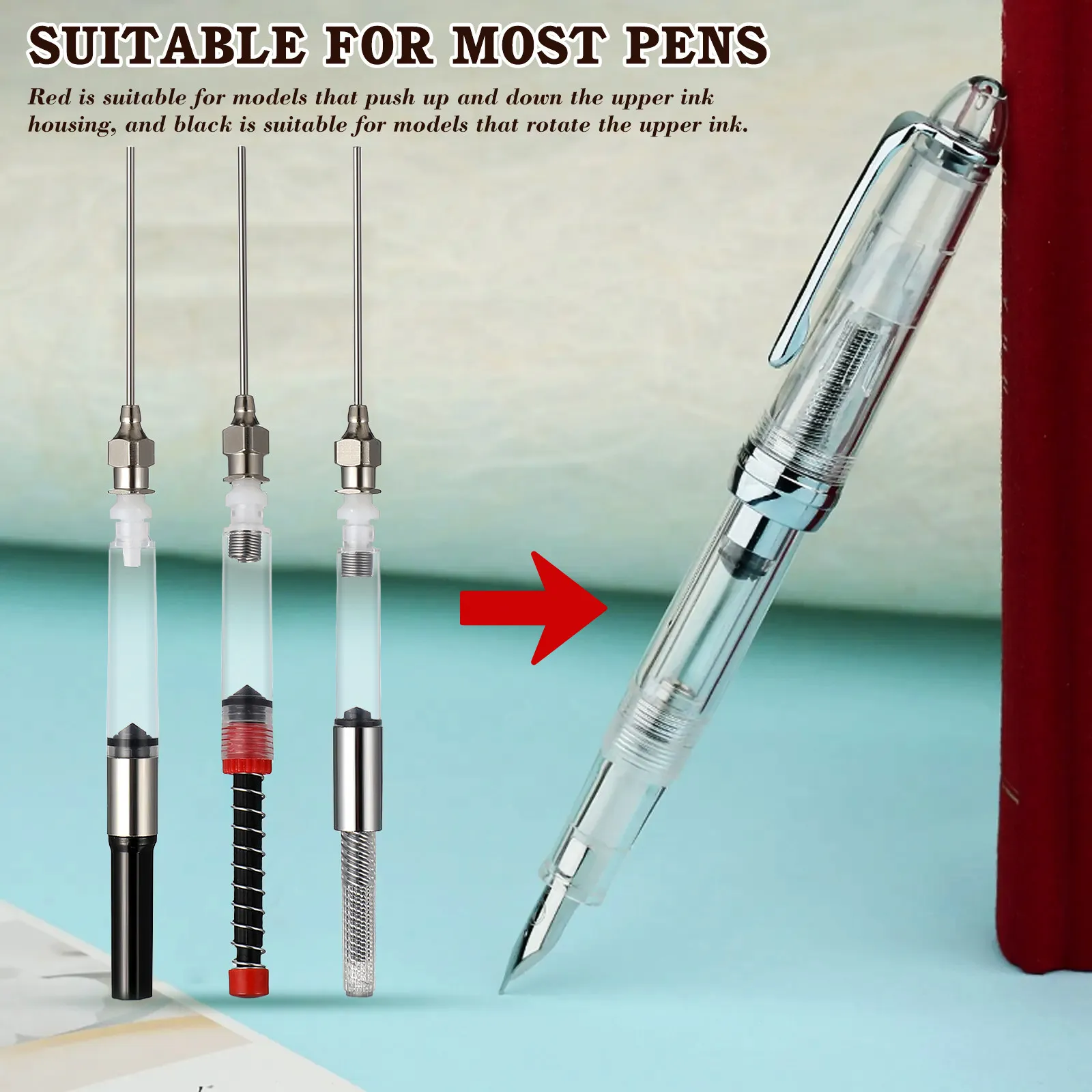 

3Pcs Ergonomic Fountain Pen Ink Absorber Spring-Loaded Converter Compatible 34Mm 26Mm Pens Ink Auxiliary Absorber School