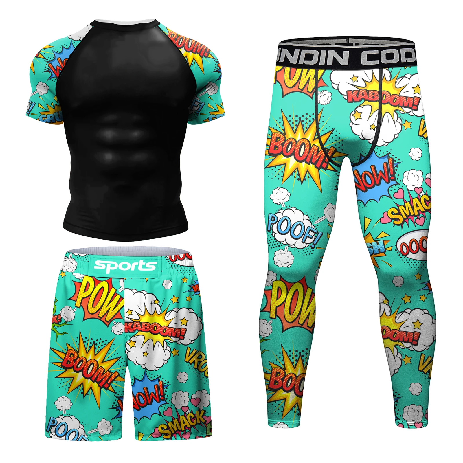 Mma bjj rash guard roupas de praia masculinas conjunto completo mar natação e surf esportes conjunto de treino apertado com proteção solar