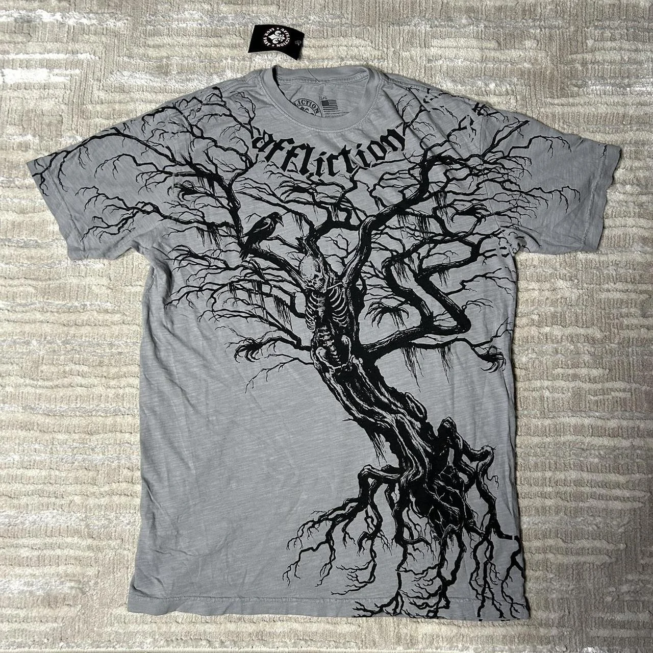 Y2K Pain Tshirt Withered Branches New Harajuku Round Neck Oversized T Shirt Short Sleeved Tops Gothic Clothing Street Wear Top