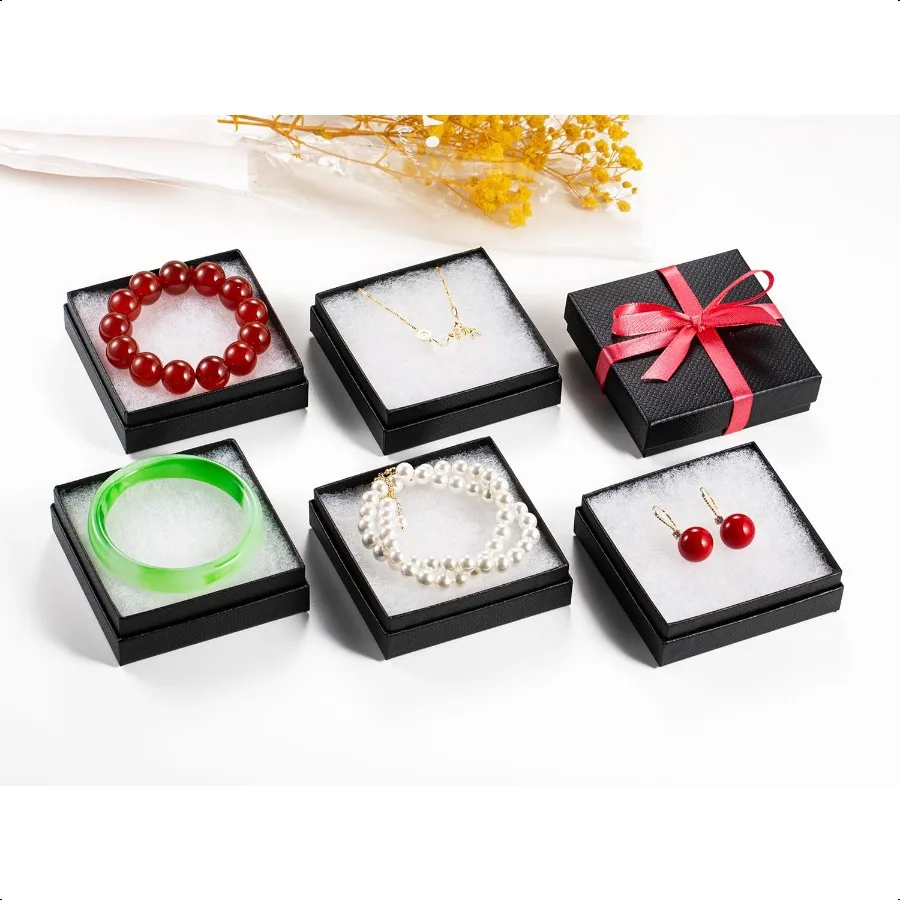 Magicool Confezione da 20 contenitori per gioielli in cartone da 3,5x3,5x1 pollici, utilizzati per collane, bracciali, orecchini, gioielli, piccoli gioielli, confezione regalo