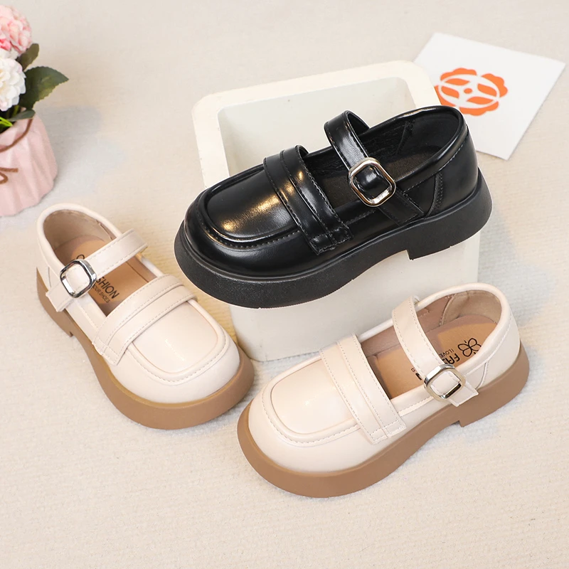 Girls Loafers Round-toe Children Fashion Princess Leather Shoes for Party Wedding Boys Kids Uniform School Shoes Soft All Match