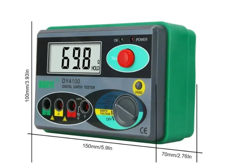 Resistance Tester DY4100 Digital Earth Tester Ground Resistance Instrument Megohmmeter 0-2000 Ohm Higher Accuracy Meter