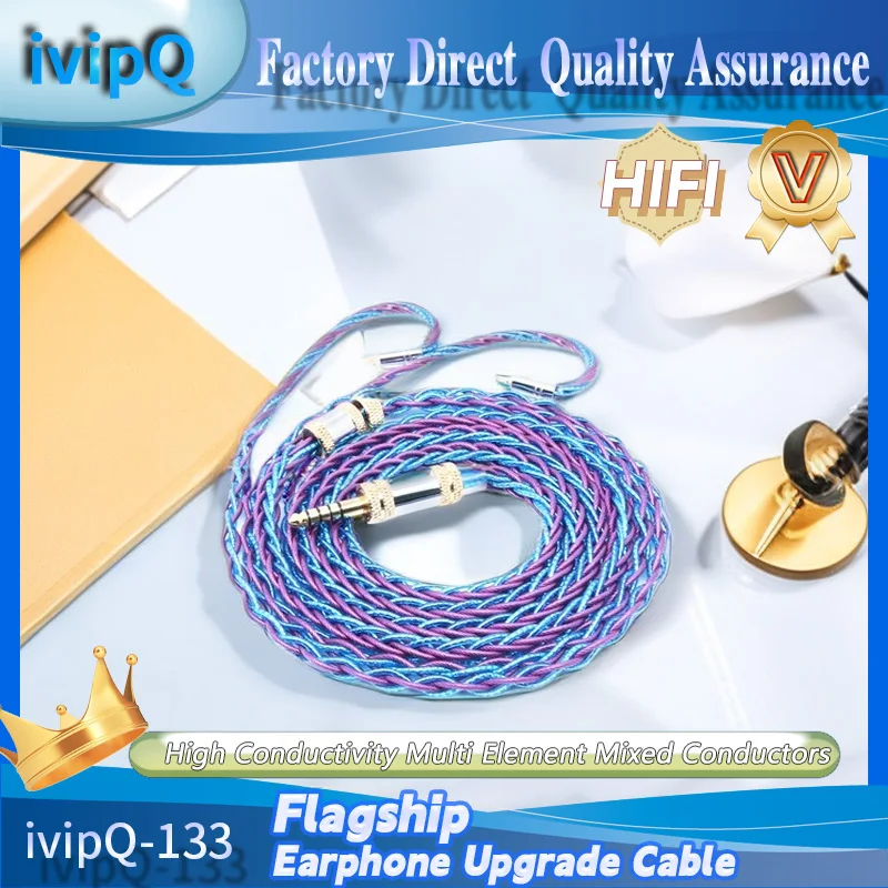 ivipQ 8 Core HIFI High Conductivity Multi Element Mixed Conductors Earphone Cable MMCX 2Pin N5005 for Performer8 F1 Pro MK4 IEM